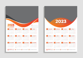 Wall calendar 2023, 1 page wall calendar, 12 month calendar design