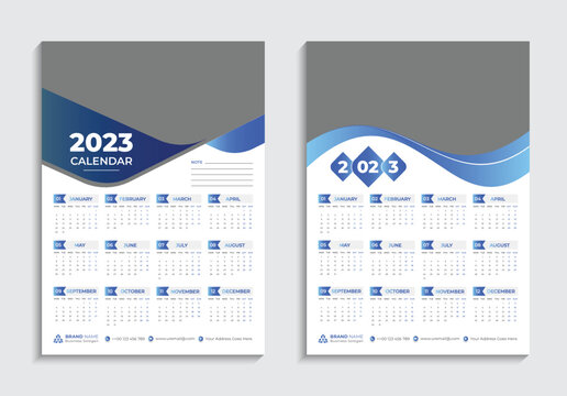 Wall Calendar 2023, 1 Page Wall Calendar, 12 Month Calendar Design