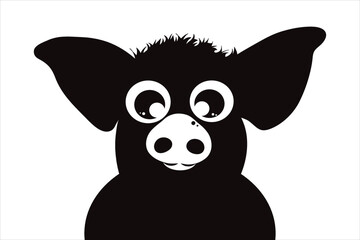 Vector silhouette of black pig.