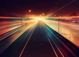 Long exposure traffic vehicle lights in unreal world