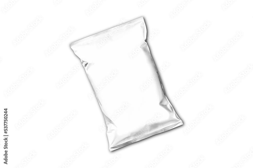 Poster pillow bag with snacks on a white background. 3d rendering. can be used for your design template, pr