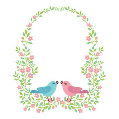 Arched floral gate frame with love birds