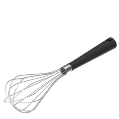 3d rendering illustration of a kitchen whisk with a black handle