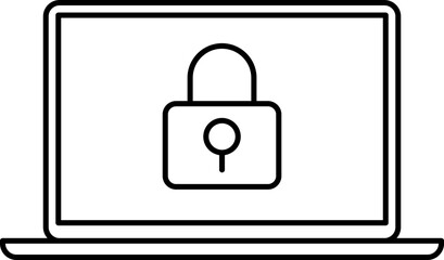 Laptop computer with padlock icon. Vector illustration.