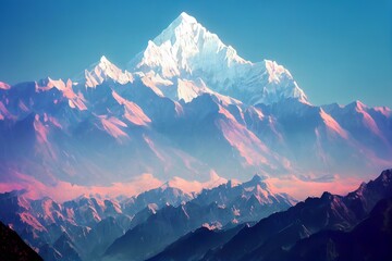 3D illustration of Everest area - obrazy, fototapety, plakaty