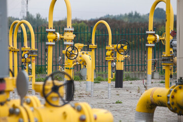 Gas industry, gas transport system. Gas pipeline. Gas pipes, stop valves and appliances for gas...