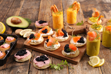 festive set of canape and toast