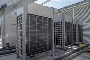 air duct filters on the roof of the warehouse