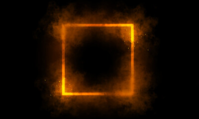 Yellow square light effect on black background. Light effect.