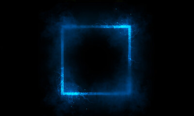 Blue square light effect on black background. Light effect.