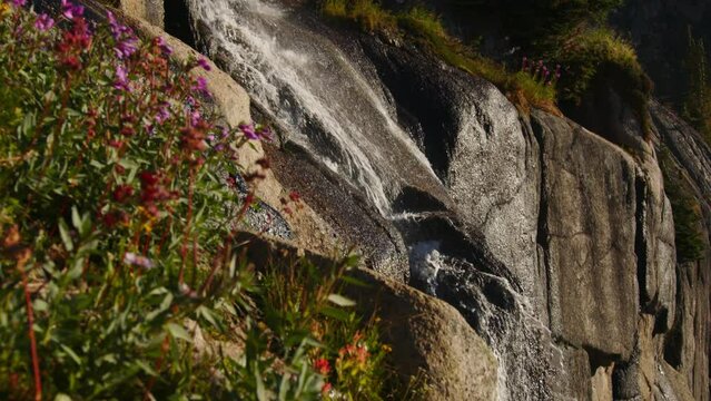 Small waterfall in Bugaboo Provincial Park, British Columbia, Canada. Slowmo 