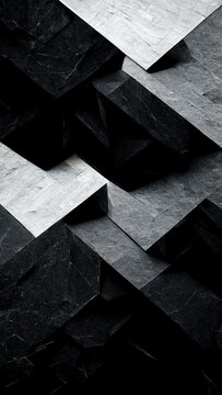 Black and white abstract geometric background with stone texture. Digital illustration © logonv