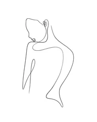 Ingelijste posters Een lijn A nude woman back is drawn in one line art style. Romantic expression. Printable art.  © Sadam
