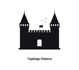 Istanbul Turkey concept. Silhouette of the Topkapi palace. Vector illustration isolated on a white background. 