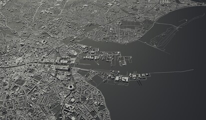 Fototapeta premium Dublin, Ireland city map aerial view. minimal design. 3D Rendering. 3D Illustration