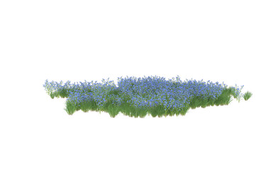 Field of flowers on transparent background. 3d rendering - illustration