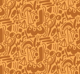 Fototapeta premium Abstract Hand Drawing Geometric Shapes Icons Symbols Doodle Seamless Vector Pattern Isolated Background