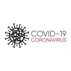 Simple icon of virus or bacteria, infection with text coronavirus
