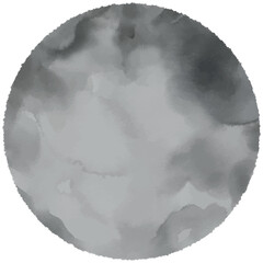 A large gray watercolor moon. Mystical watercolor