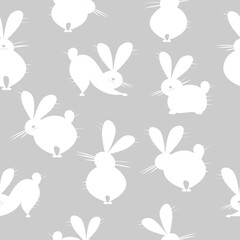 Symbol of chinese new year 2023 rabbit zodiac sign. Funny Bunnies seamless pattern, art background. Vector illustration