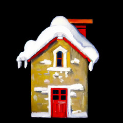 A house with snow on the ground, Generative AI