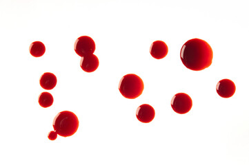 blood drops on white background