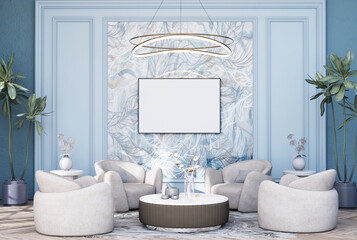 Obraz na płótnie Canvas Mock up poster frame in modern interior fully furnished rooms
