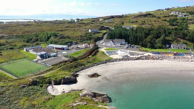 Aerial of the shorefront at Leabgarrow, Arranmore, County Donegal, Republic of Ireland