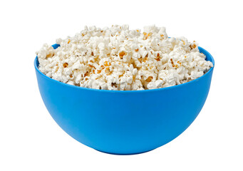 Popcorn isolated on white background. Portion of popcorn. A bowl of popcorn.