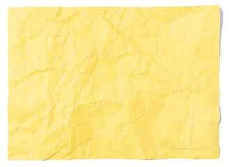 Blank Yellow crumpled paper sheet isolated on white. Template Mock up