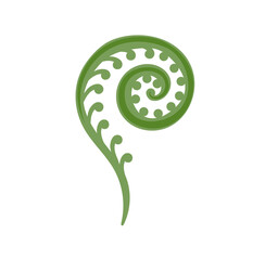 Curly fern leaf. Forest magic plant. Green plant shoot. Flat hand drawn vector illustration. © Anastasia