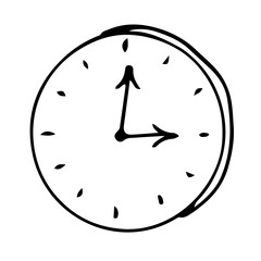 Clock vector illustration, hand drawing doodle