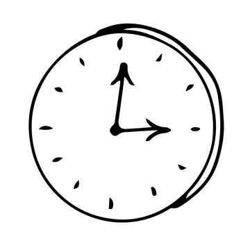 Clock vector illustration, hand drawing doodle