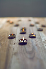 A lamp is glowing on dark background. Lamp