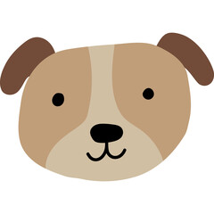 Raster illustration of cute horde dog on transparent background. Animal pint or logo. The head of a pet