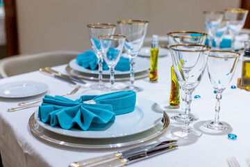 luxury reception table decoration ocean themed with turquoise color