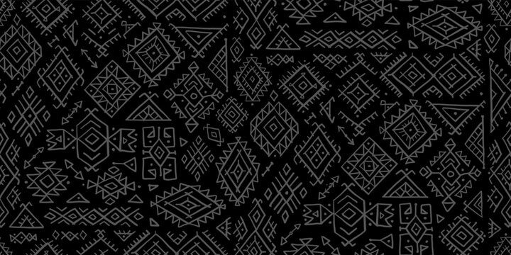 Tribal decorative background. Ethnic seamless pattern. Aztec geometric backdrop. Native american ornament. Vector illustration