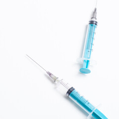 Disposable plastic syringe prepared for injection and vaccination in the hospital. The concept of medicine and health