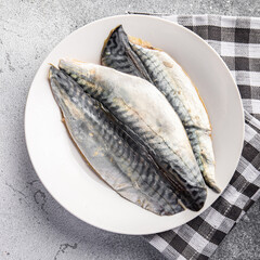 fillet mackerel raw fish seafood cooking meal food snack on the table copy space food background