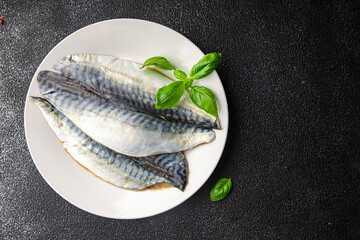 fillet mackerel raw fish seafood cooking meal food snack on the table copy space food background