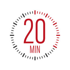 The 20 minutes, stopwatch vector icon. Stopwatch icon in flat style