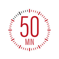 The 50 minutes, stopwatch vector icon. Stopwatch icon in flat style
