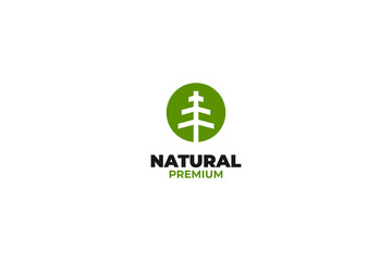 Flat rounded eco tree logo design vector template illustration
