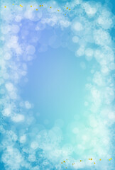 ブルー系の綺麗な雪の結晶の背景素材　縦