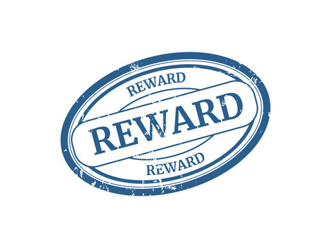 Blue reward stamp with white background