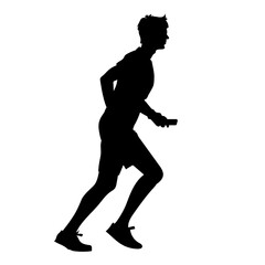 Fototapeta na wymiar silhouette of a running young man