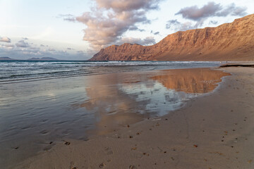 Famara Beach in the evening light - Lanzarote Spain