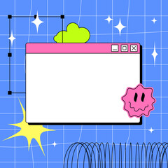 PC window in y2k style. Acid Retro interface of an old computer Copyspace template. Writing paper