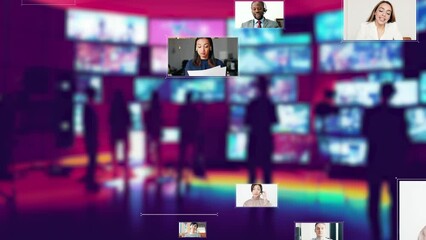Distribution studio and video contents concept. Virtual reality. Metaverse.
