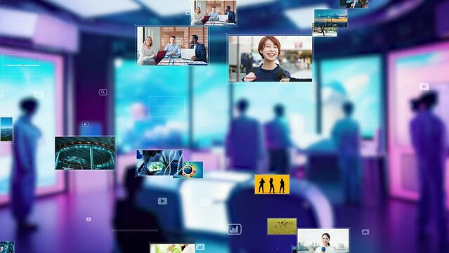 Distribution studio and video contents concept. Virtual reality. Metaverse.